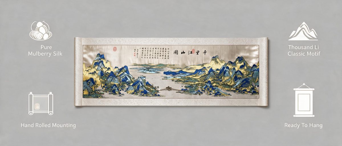 蜀锦千里江山图・宋代经典丝绸画卷